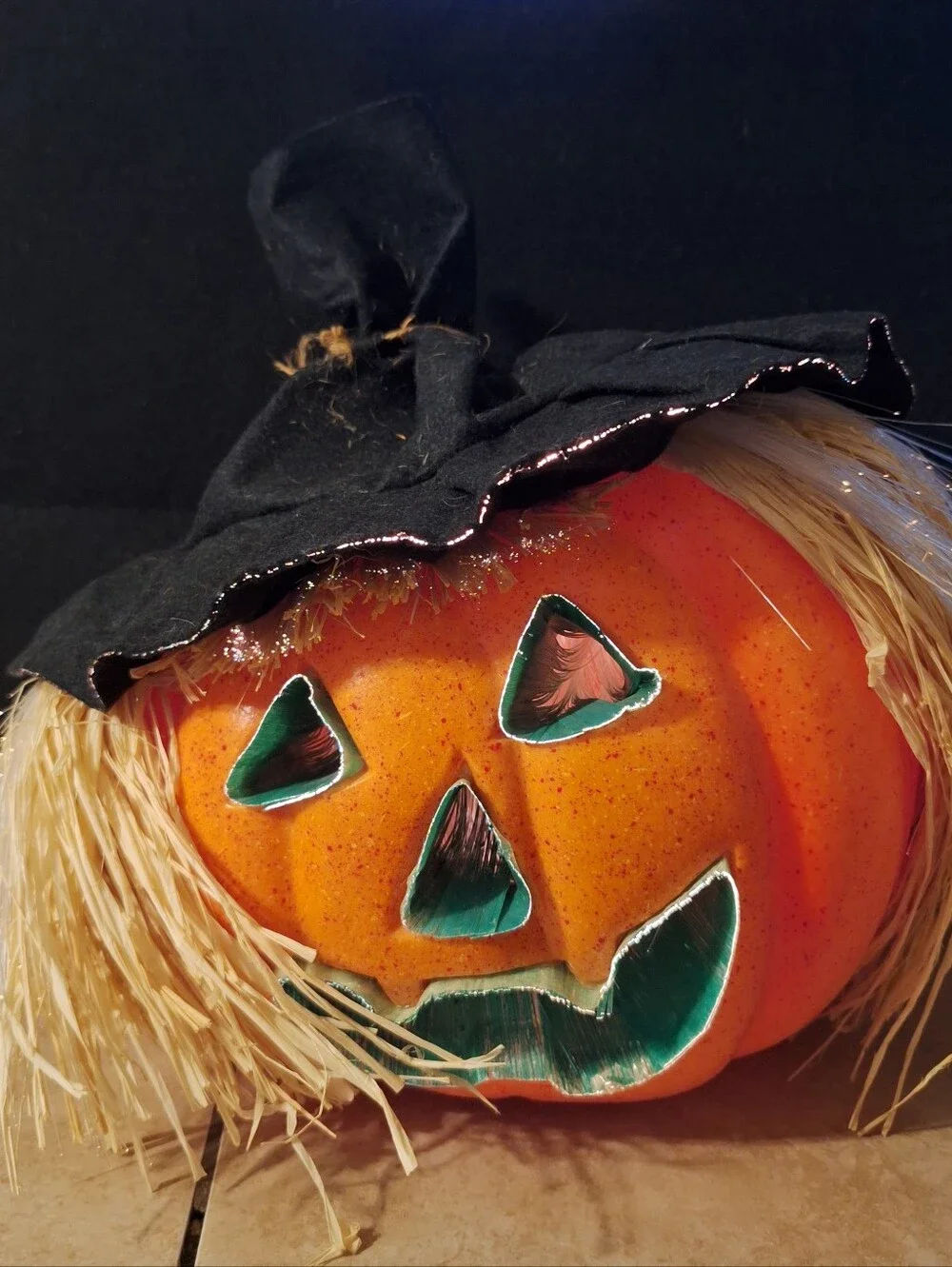 Fiber optic Halloween Jack-o'-Lantern Scarecrow Pumpkin Light Indoor Corded Fall